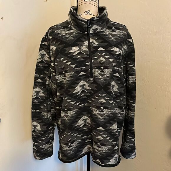 The North Face Black Gray Southwestern Aztec Quarter Zip Fleece - Picture 1 of 11